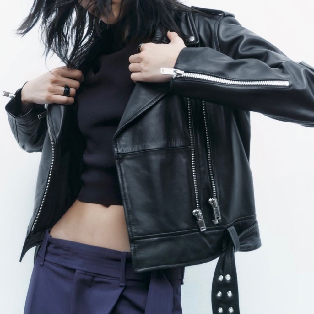 Zara | REAL Leather Jacket | NEW WITHOUT TAG - Picture 9 of 12